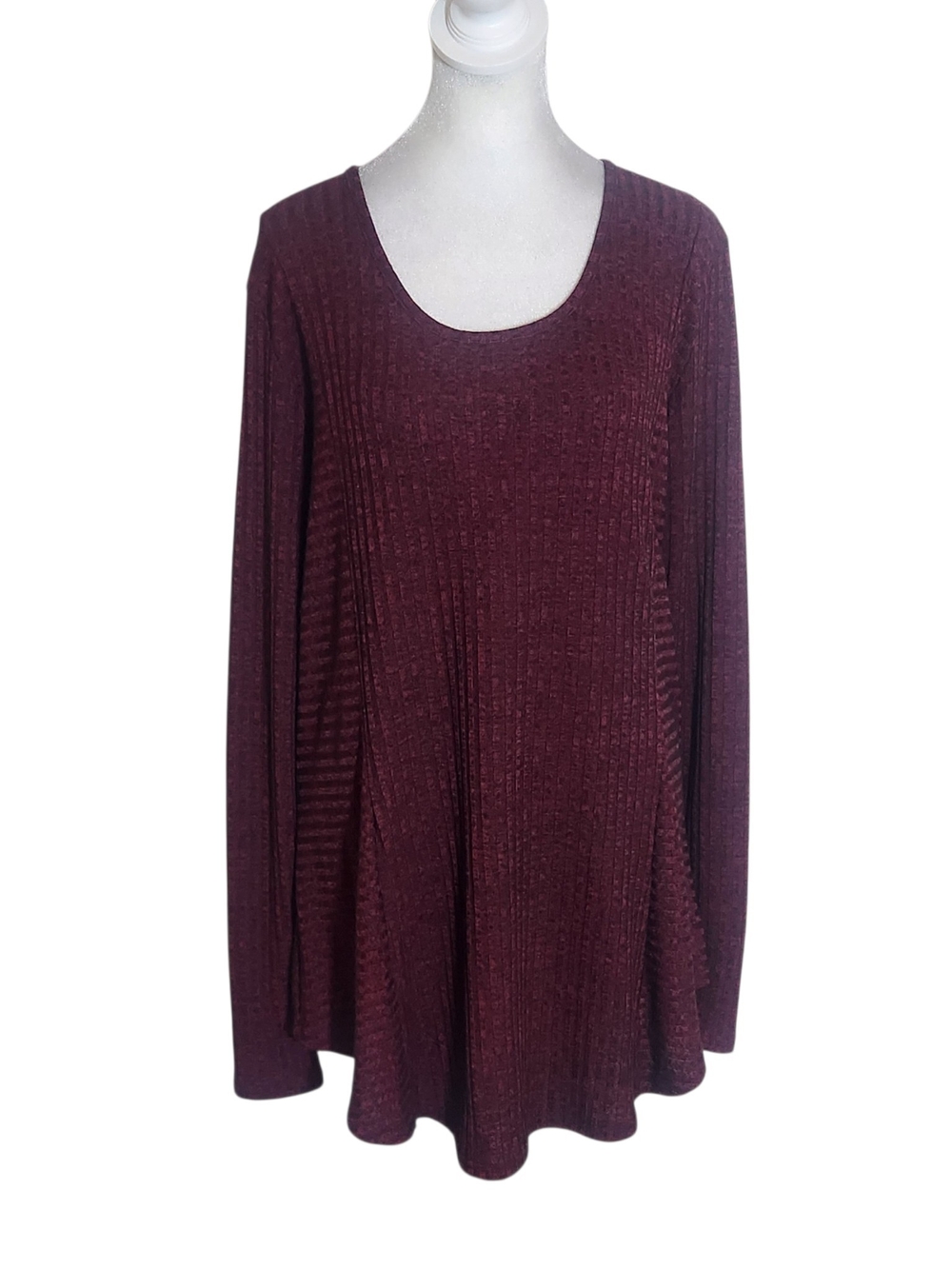 Maurices Burgundy and Black Ribbed Knit Tunic Size XL